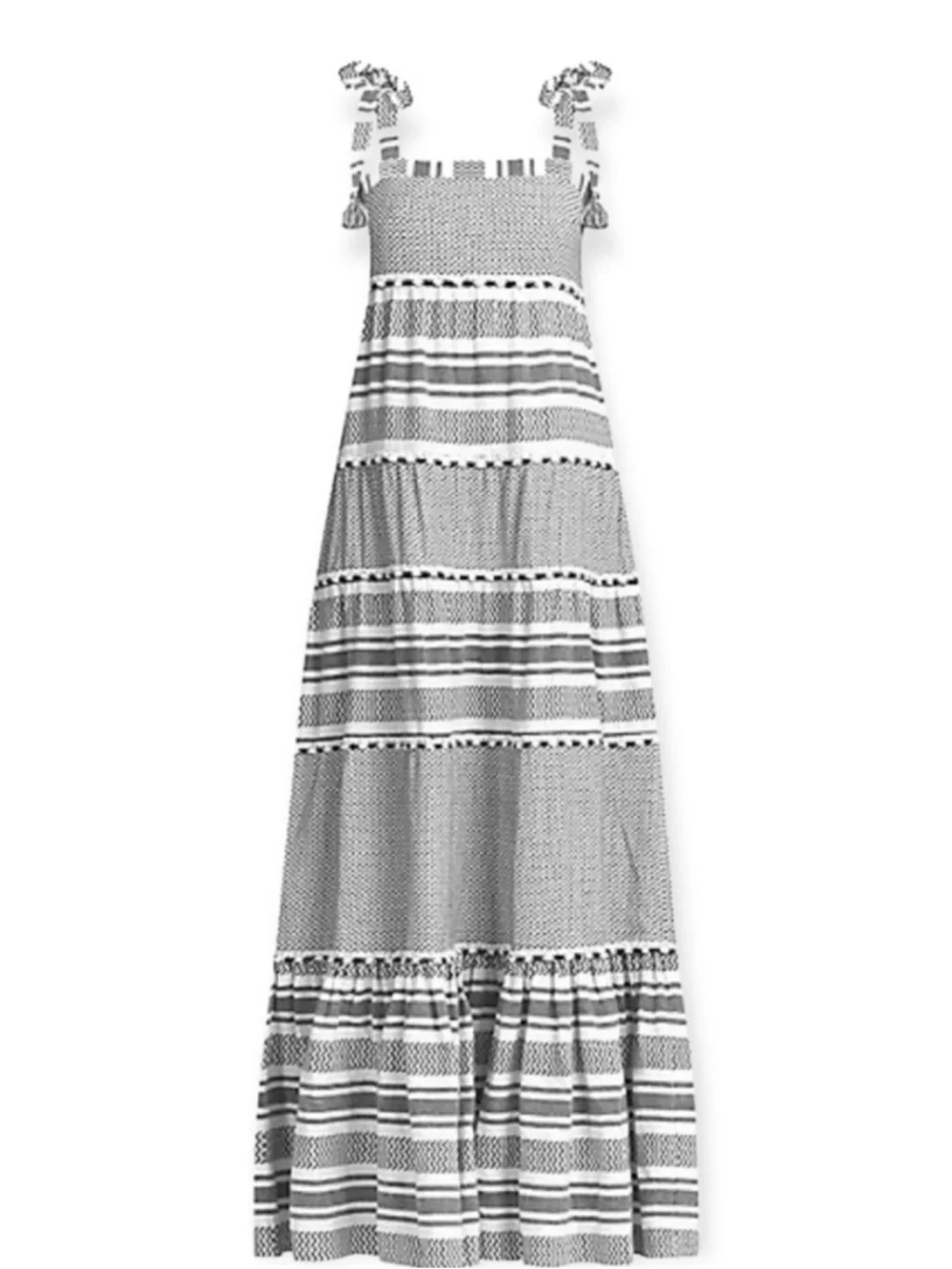 Veronica Beard Quartz Black & White Tie-Shoulder Maxi Dress - Small - Picture 2 of 11